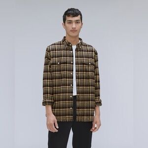 Everlane The Brushed Flannel Shirt Beech Plaid Button Down Men’s Size Small NEW